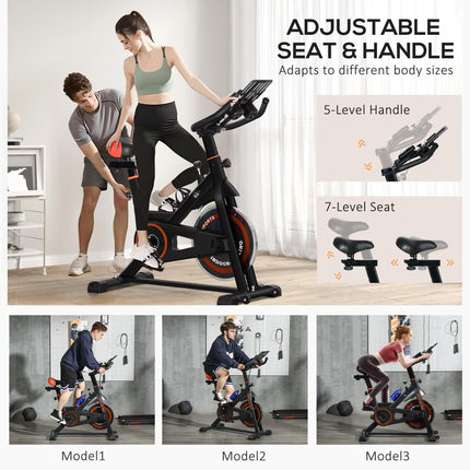 Stationary Exercise Bike with 8kg Flywheel and Adjustable Seat - Black