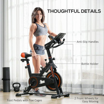 Stationary Exercise Bike with 8kg Flywheel and Adjustable Seat - Black