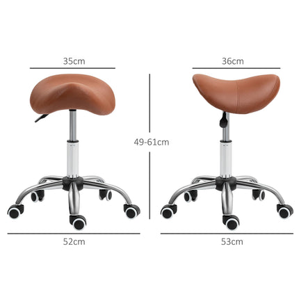 Height Adjustable Saddle Stool for Salon Spa Massage with Faux Leather Seat - Brown
