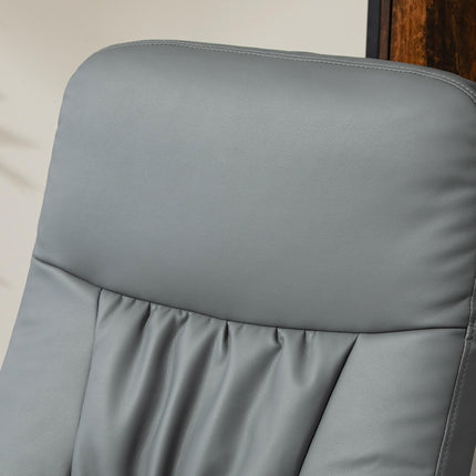 Swivel Recliner Armchair with Ottoman and Footstool, High Back Reclining Chair with Round Base - Grey