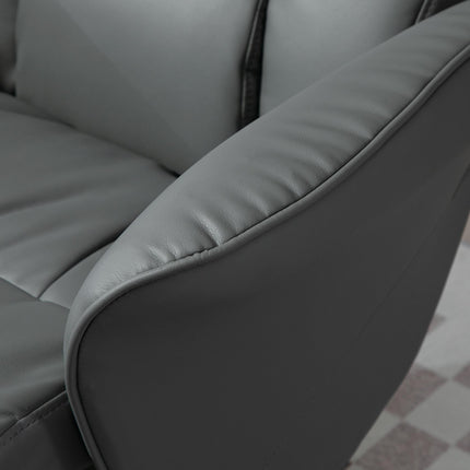 Swivel Recliner Armchair with Ottoman and Footstool, High Back Reclining Chair with Round Base - Grey