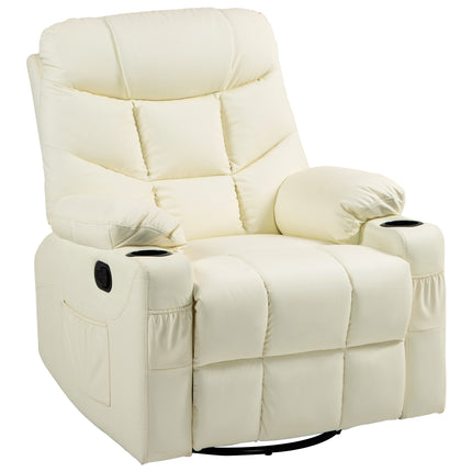 Manual Reclining Chair, Recliner Armchair with Swivel, Faux Leather, Footrest, C