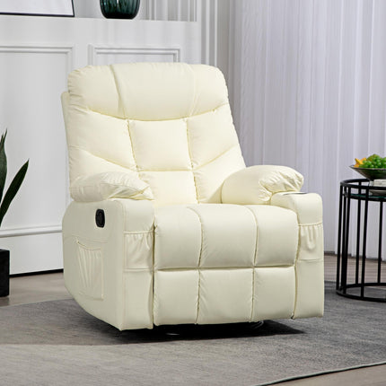 Manual Reclining Chair, Recliner Armchair with Swivel, Faux Leather, Footrest, C