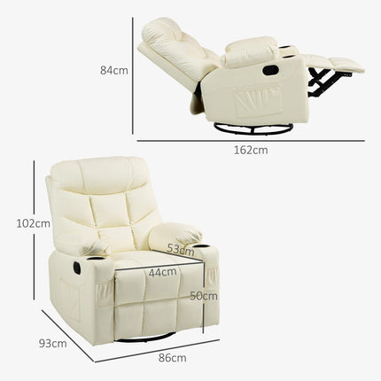 Manual Reclining Chair, Recliner Armchair with Swivel, Faux Leather, Footrest, C