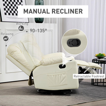 Manual Reclining Chair, Recliner Armchair with Swivel, Faux Leather, Footrest, C