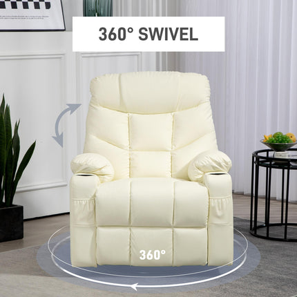 Manual Reclining Chair, Recliner Armchair with Swivel, Faux Leather, Footrest, C