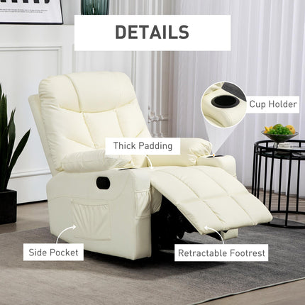 Manual Reclining Chair, Recliner Armchair with Swivel, Faux Leather, Footrest, C