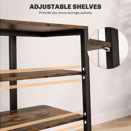 HiFi Stand, with Four Storage Shelves - Rustic Brown