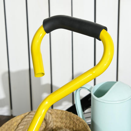 Heavy Duty Garden Trolley Cart with Metal Frame, 10" Pneumatic Wheels, 150kg Capacity - Yellow