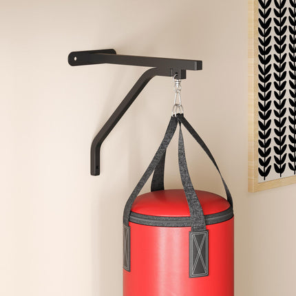 Unfilled Punching Bag Set with Gloves, Hand Wraps, Bracket & 360° Swivel Hook - Black and Red