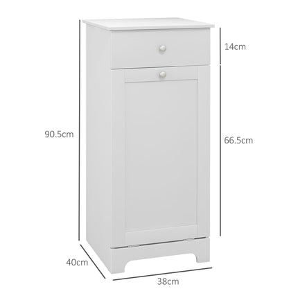 Single Hamper Laundry Storage Cabinet with Drawer - White