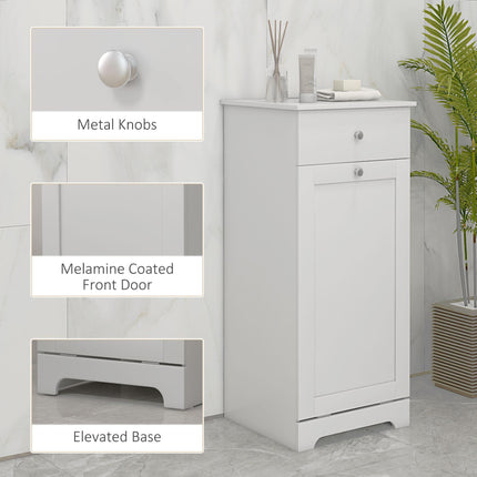 Single Hamper Laundry Storage Cabinet with Drawer - White