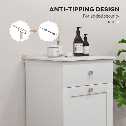 Single Hamper Laundry Storage Cabinet with Drawer - White