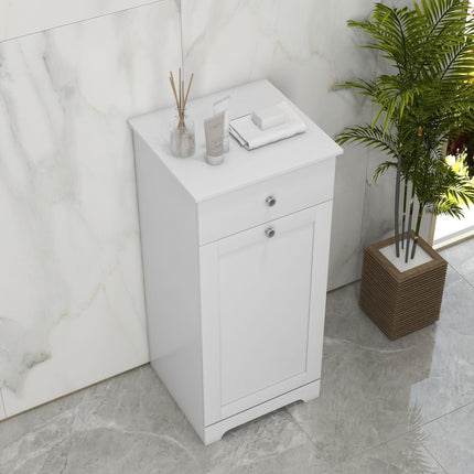 Single Hamper Laundry Storage Cabinet with Drawer - White