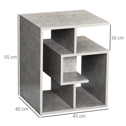 3 Tier Side Table Set of 2 with Open Storage Shelves - Cement Color