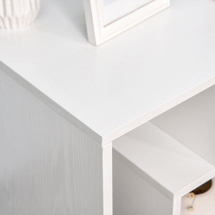 3 Tier Side Table Set of 2 with Open Storage Shelves - White