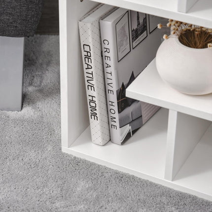 3 Tier Side Table Set of 2 with Open Storage Shelves - White