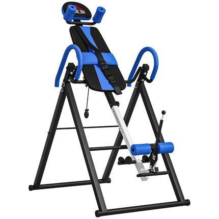 Gravity Inversion Table with Adjustable Height and Safety Belt - Blue