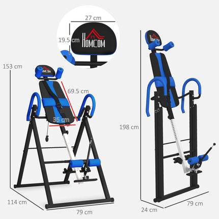 Gravity Inversion Table with Adjustable Height and Safety Belt - Blue