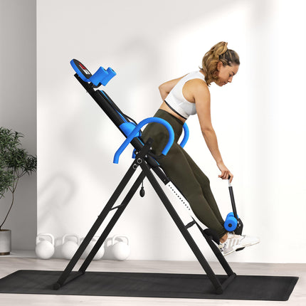 Gravity Inversion Table with Adjustable Height and Safety Belt - Blue