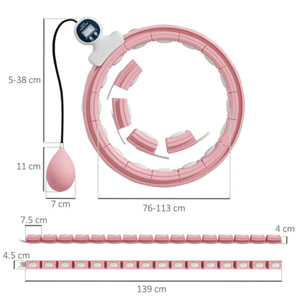 Smart Weighted Hula Hoop with Digital Counter and Detachable Knots - Pink