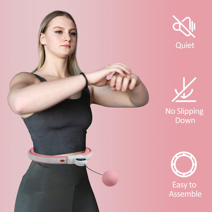 Smart Weighted Hula Hoop with Digital Counter and Detachable Knots - Pink