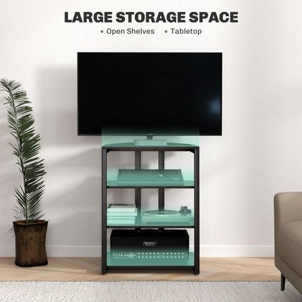 HiFi Stand with Four Adjustable Storage Shelves and Power Strip Rack - Black