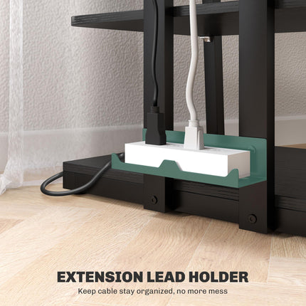 HiFi Stand with Four Adjustable Storage Shelves and Power Strip Rack - Black