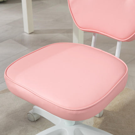 Vanity Adjustable Height PU Leather Office Chair with Swivel Wheels - Pink