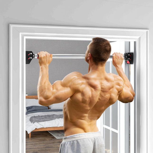 Adjustable Doorway Pull Up Bar for Home Gym Workouts - Black
