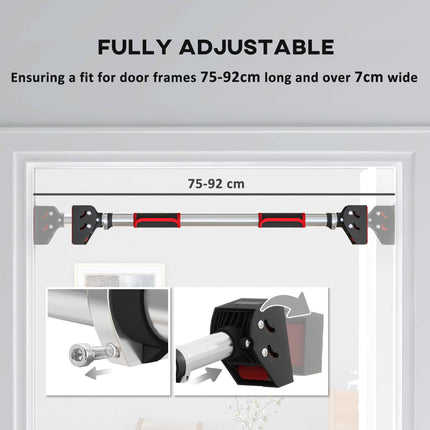 Adjustable Doorway Pull Up Bar for Home Gym Workouts - Black