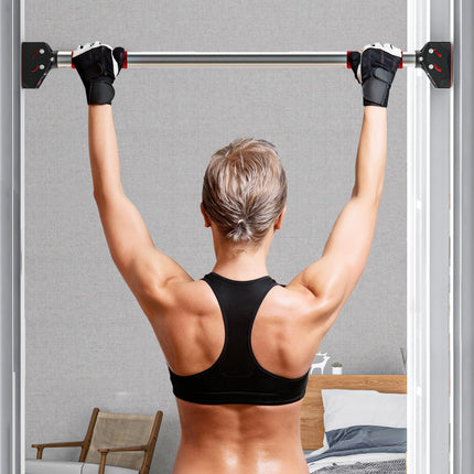 Adjustable Doorway Pull Up Bar for Home Gym Workouts - Black
