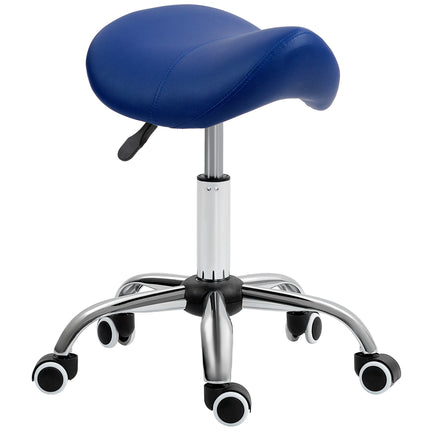 Height Adjustable Saddle Stool for Salon Spa Massage with Wheels - Brown