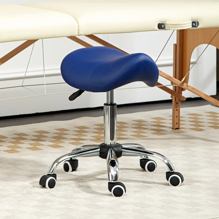 Height Adjustable Saddle Stool for Salon Spa Massage with Wheels - Brown