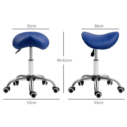 Height Adjustable Saddle Stool for Salon Spa Massage with Wheels - Brown