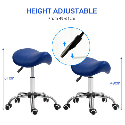 Height Adjustable Saddle Stool for Salon Spa Massage with Wheels - Brown