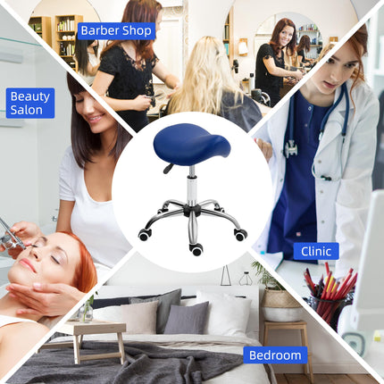 Height Adjustable Saddle Stool for Salon Spa Massage with Wheels - Brown
