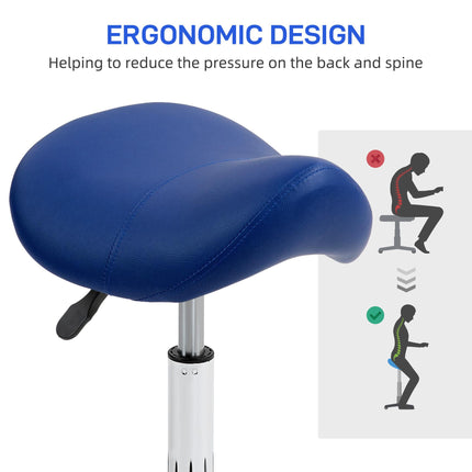 Height Adjustable Saddle Stool for Salon Spa Massage with Wheels - Brown