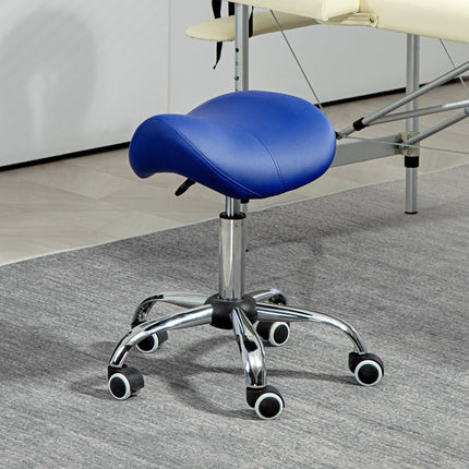 Height Adjustable Saddle Stool for Salon Spa Massage with Wheels - Brown
