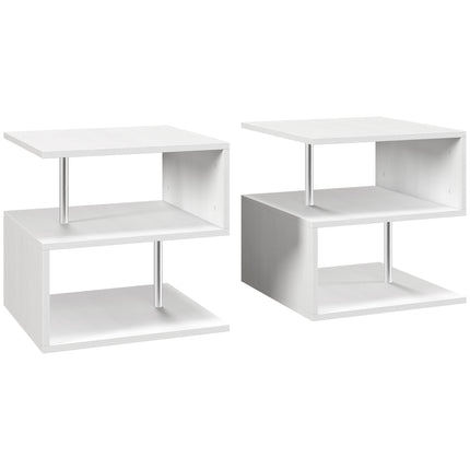 Wooden S Shape Cube Coffee Table 2 Tier Storage Shelves Organiser Office Bookcas