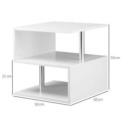Wooden S Shape Cube Coffee Table 2 Tier Storage Shelves Organiser Office Bookcas