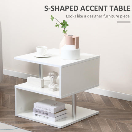 Wooden S Shape Cube Coffee Table 2 Tier Storage Shelves Organiser Office Bookcas