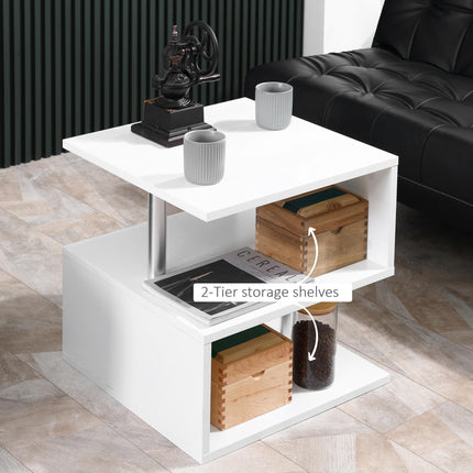 Wooden S Shape Cube Coffee Table 2 Tier Storage Shelves Organiser Office Bookcas