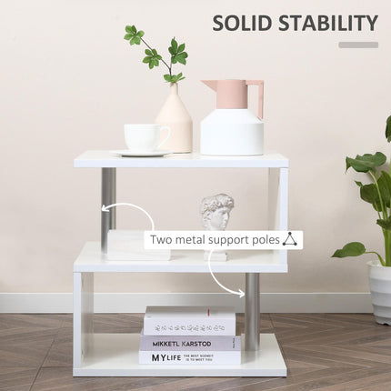 Wooden S Shape Cube Coffee Table 2 Tier Storage Shelves Organiser Office Bookcas