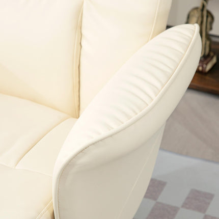 Swivel Recliner Chair and Ottoman Set with High Back and Round Base - Cream White