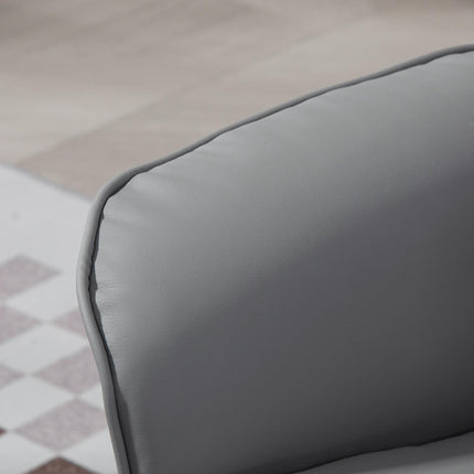 Swivel Recliner Armchair with Ottoman and Footstool, High Back PU Leather Reclining Chair - Light Grey