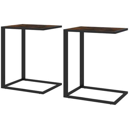 C-Shaped Side Table, Sofa End Table with Metal Frame, Accent Couch Table for Liv