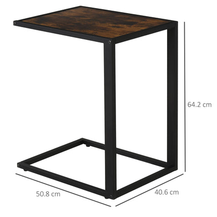 C-Shaped Side Table, Sofa End Table with Metal Frame, Accent Couch Table for Liv
