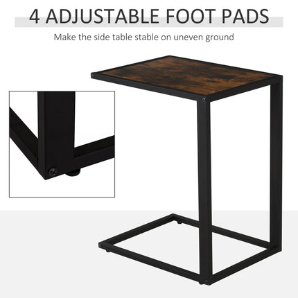 C-Shaped Side Table, Sofa End Table with Metal Frame, Accent Couch Table for Liv