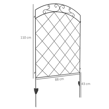 Decorative Garden Fencing 43in x 11.4ft 8PC Rustproof Steel Wire Picket Fence Panels with Swirls - Black